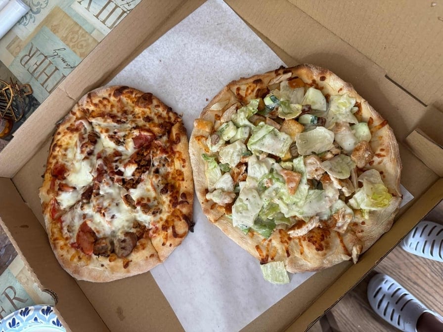 Chicken Caesar Salad Pizza.