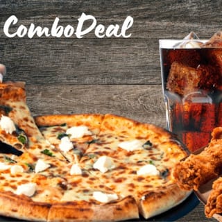 1 Medium 2 Topping Pizza, 10 Pieces Wings, 2 Liter Soda