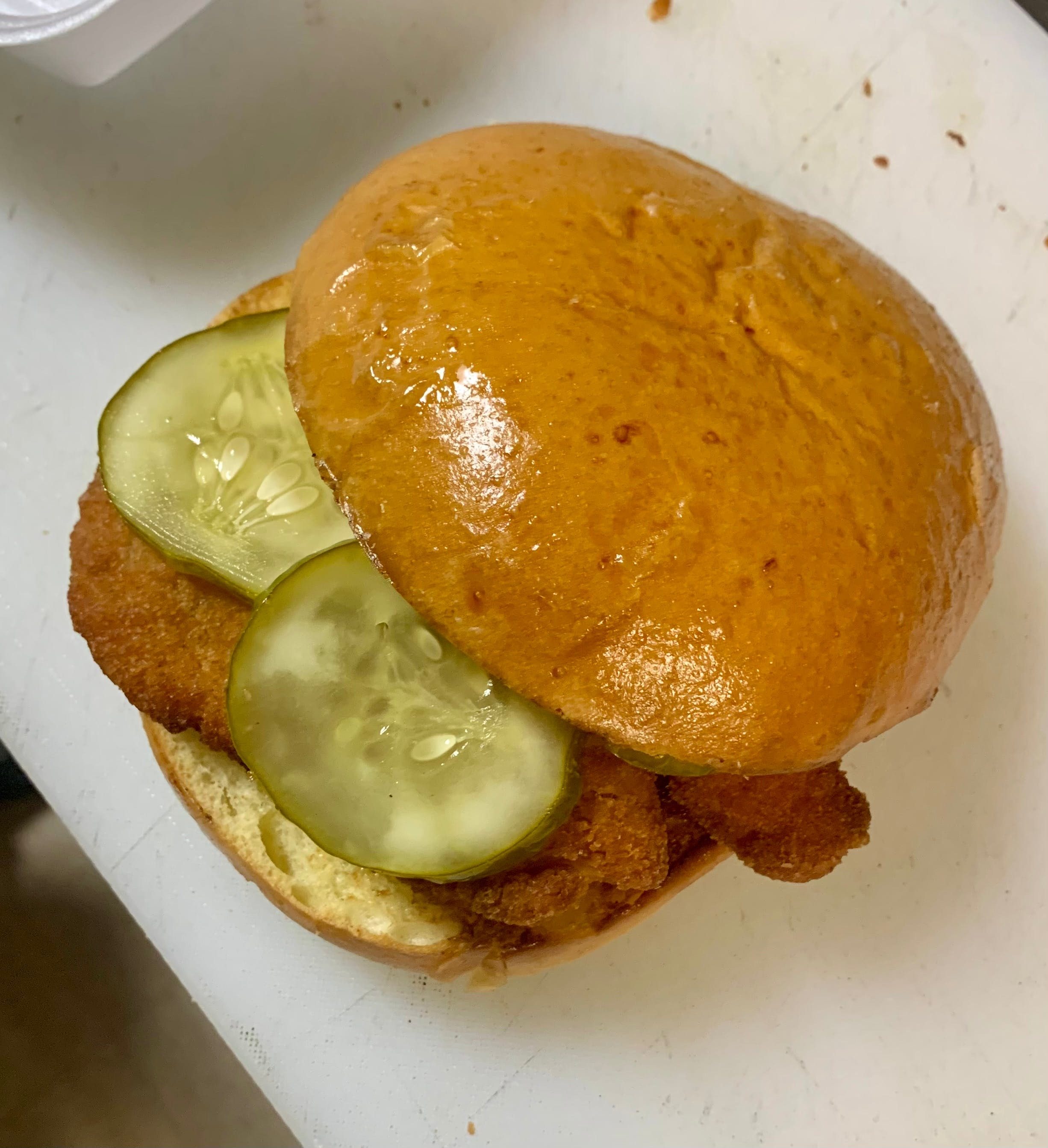 Enzo's Spicy Chicken Sandwich.