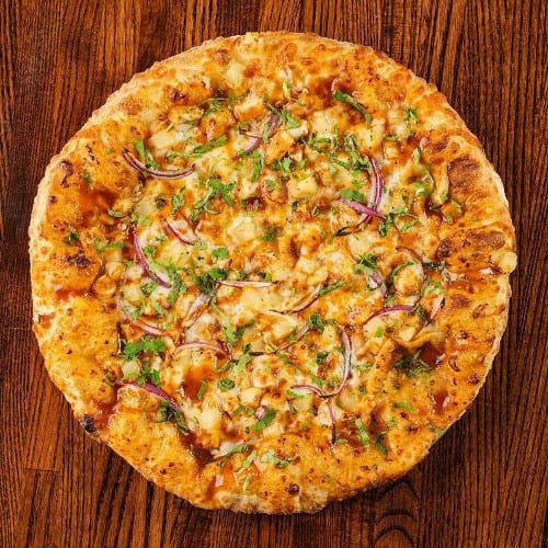 Hawaiian BBQ Chicken Pizza.