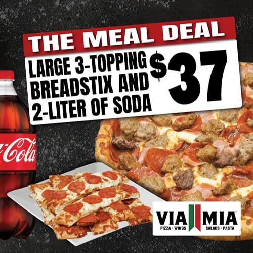 Large 3 Topping Pizza + Any 1 Order of Breadstix And a 2 Liter of SODA.