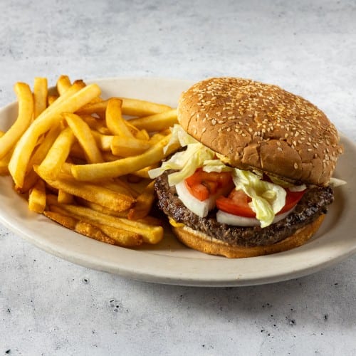 8 Oz Char Grilled Beef Burger.