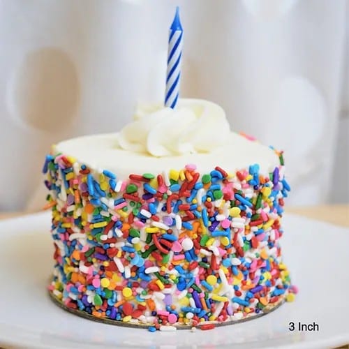 3" Strawberry Bavarian Celebration Sprinkle Birthday Cake-Individual.