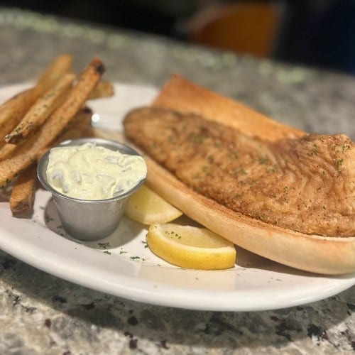 Fried or Broiled Canadian White Fish Sandwich.