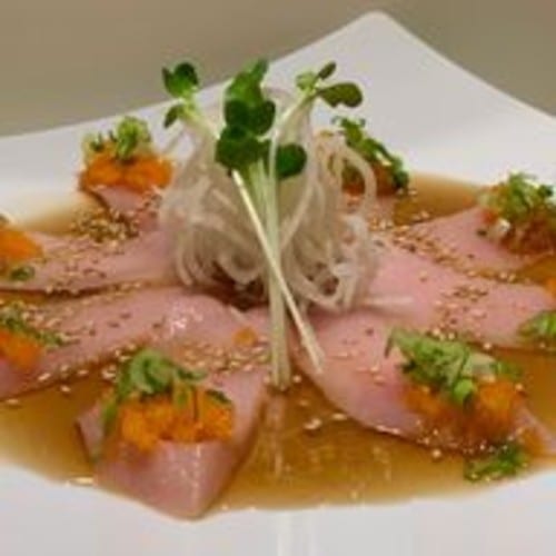 3. Carpaccio- Yellow Tail or Halibut.