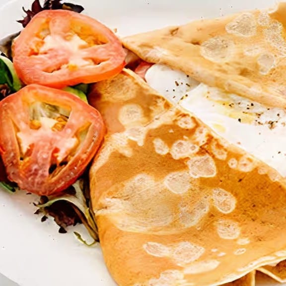 Egg, Cream Cheese, and Smoked Salmon Crepe.