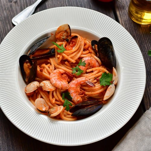 Gamberetti and Prosciutto Pasta.