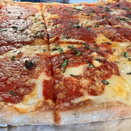 Sicilian Margherita Pizza Slice.