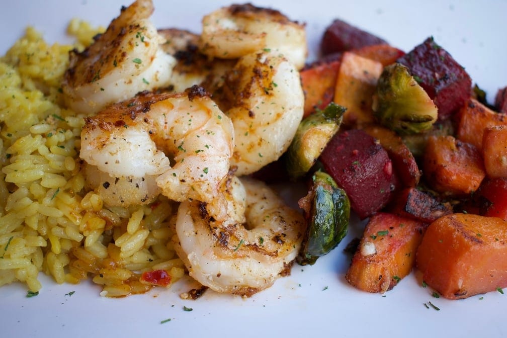 Moroccan Grilled Shrimp Plate.