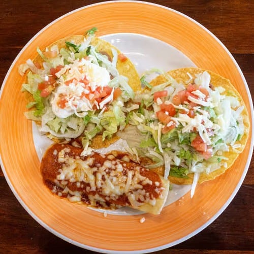 Cheese Enchilada, Bean Tostada and Chalupa.
