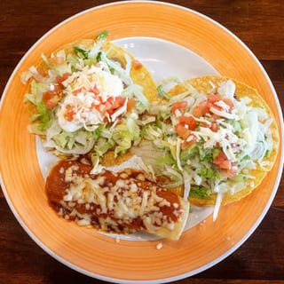 Cheese Enchilada, Bean Tostada and Chalupa