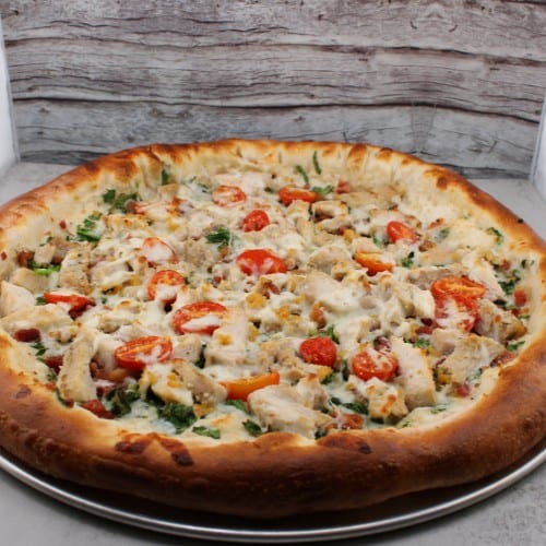 Chandler's Chicken Alfredo Pizza.