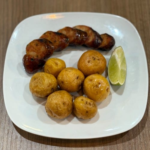 Colombian Sausage with Yellow Potato / Chorizo Con Papa Criolla.