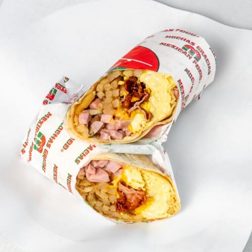 Ham & Bacon Breakfast Burrito.