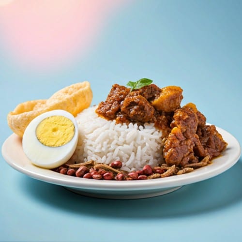 Lemak Rice with Curry Lamb.