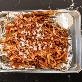 Fresh Cut Fries, Cheese, Bacon and Bbq Sauce, add your Meat