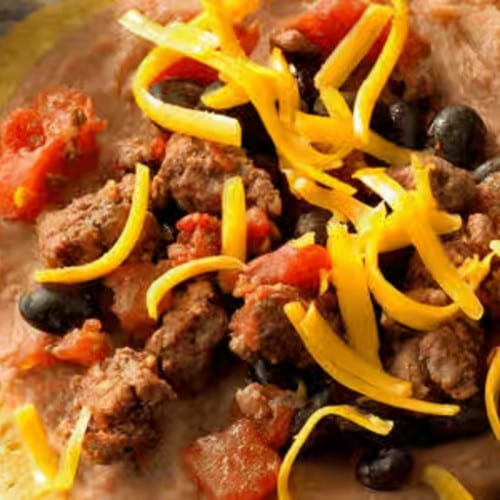 Tostada Beef Or Turkey & Beans.