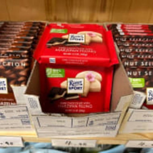 Ritter Sport Dark Chocolate with Marzipan Filling.