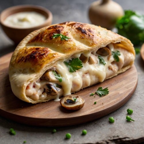 Chicken Alfredo Calzone.