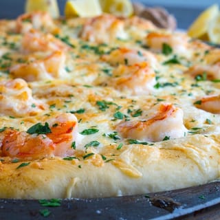 Shrimp Scampi or Parmigiana pizza