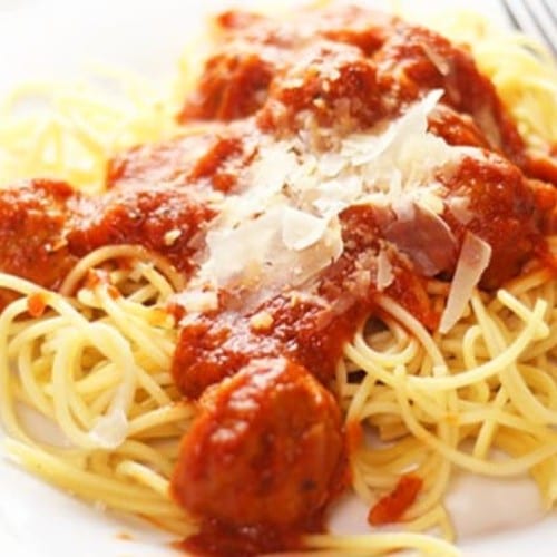 Kids Spaghetti + 2 Meatballs.