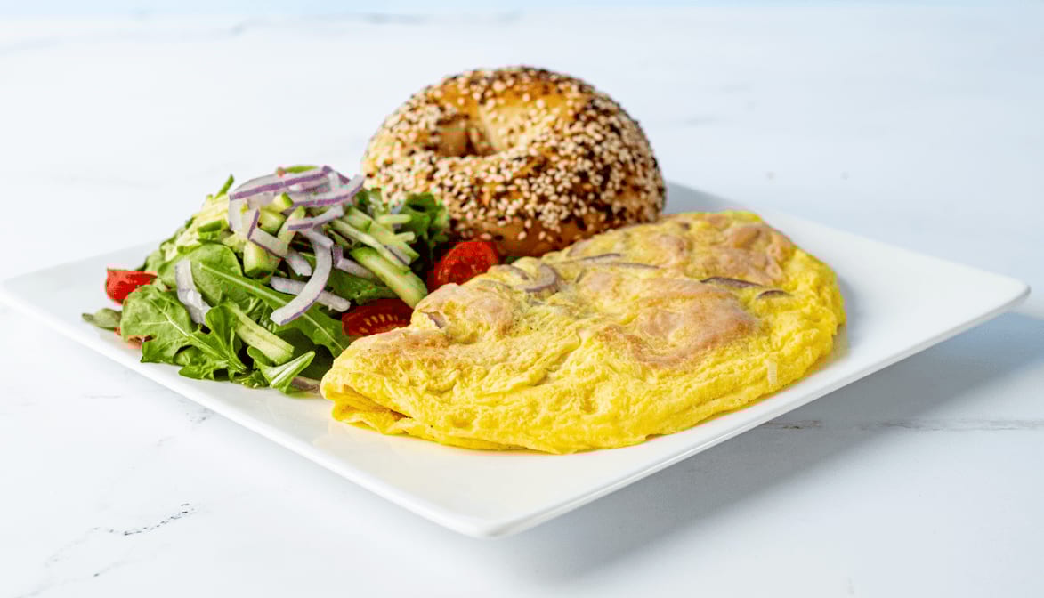 Egg, Lox, & Onion Omelette.