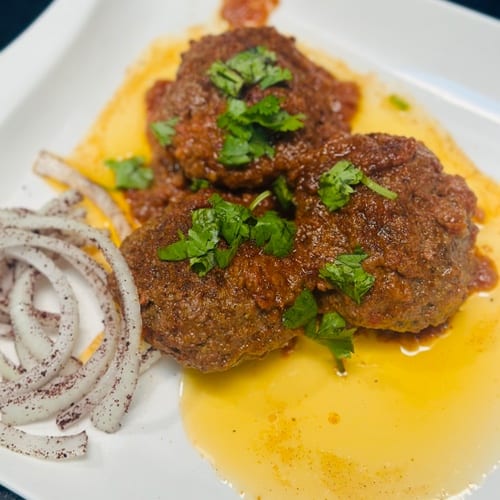 Meatballs with rice.