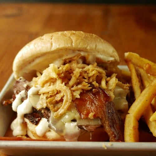 Brisket/Bacon/swiss Sandwich.