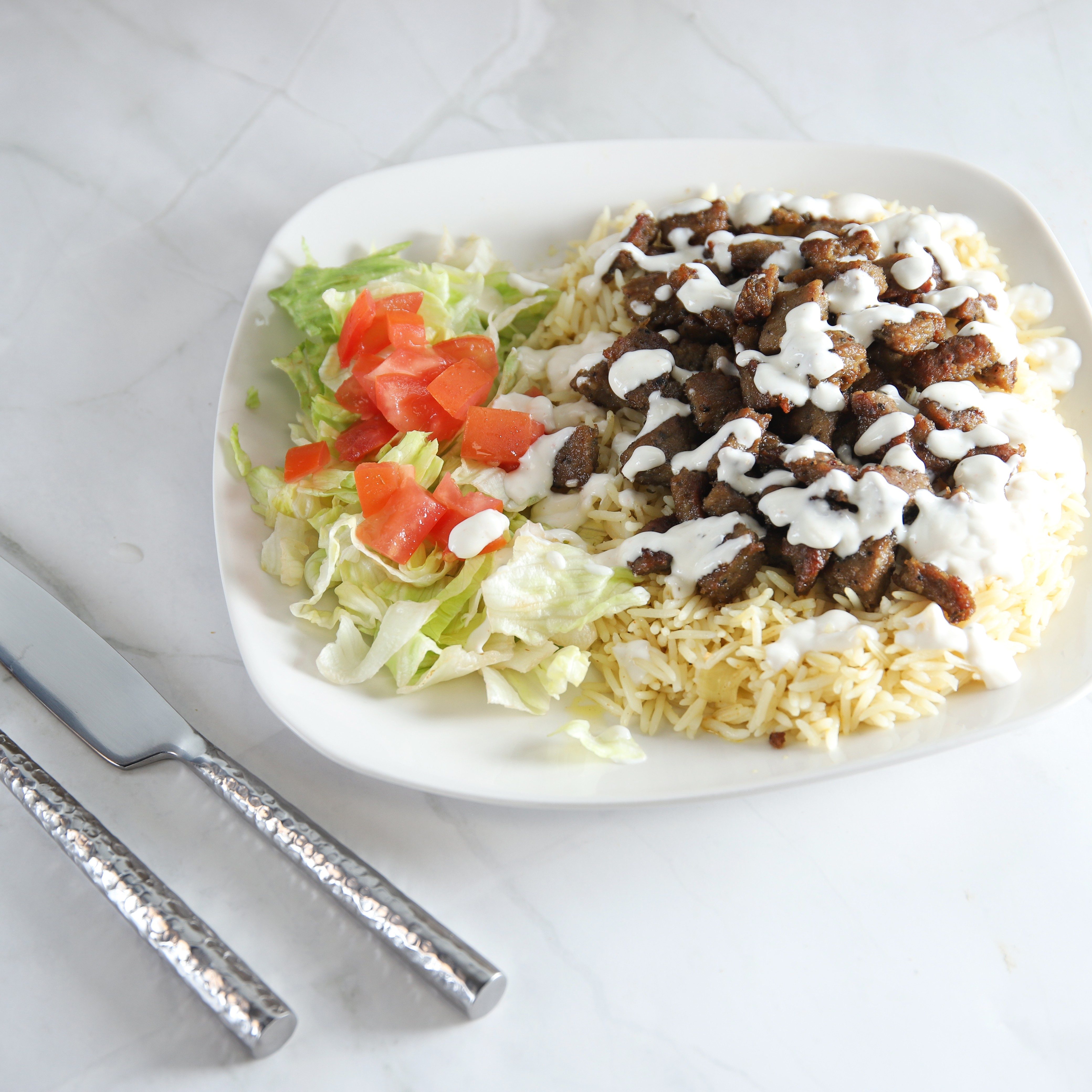 Philly steak over rice.