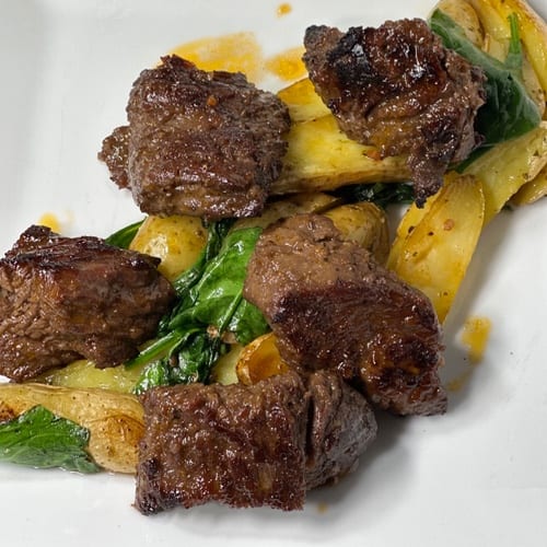 Cast Iron Steak Tips.