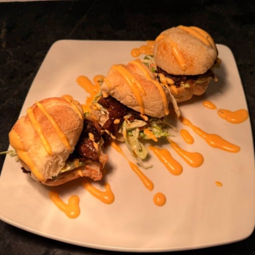 Garlic Knots Bread With Short Rib Sliders.