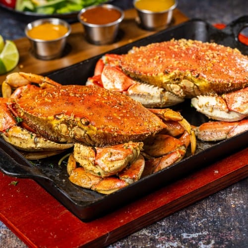 Iron Skillet Two Whole Crabs.