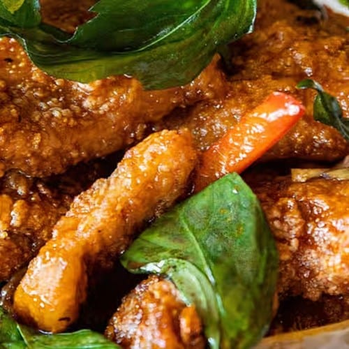 Crispy Basil Chicken.