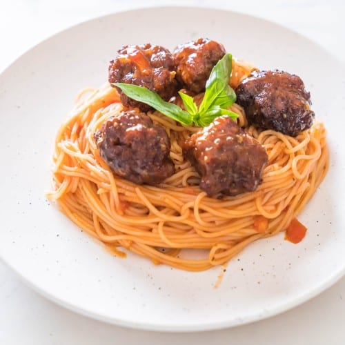 Pasta (Your Choice) with Meatballs.