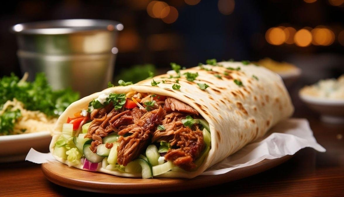 Pulled Beef Barbacoa Burrito.