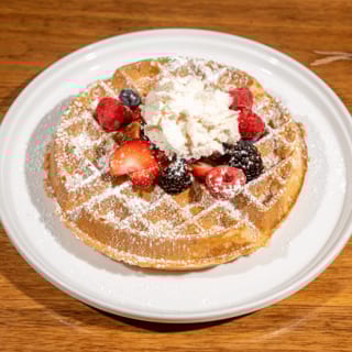 Vanilla Bean Waffle with Fresh Fruit & Whipped Cream