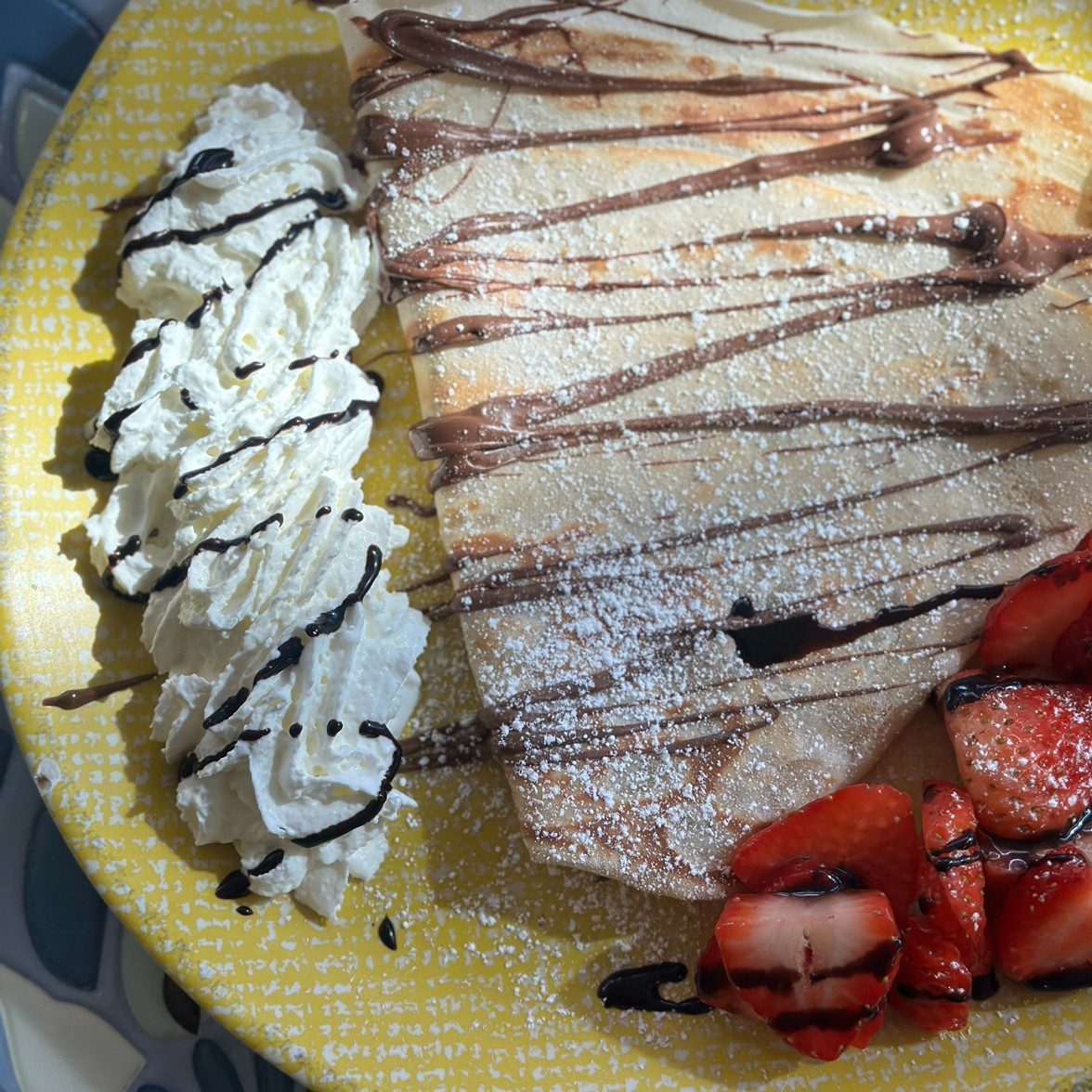 Nutella and Strawberries Crepes.