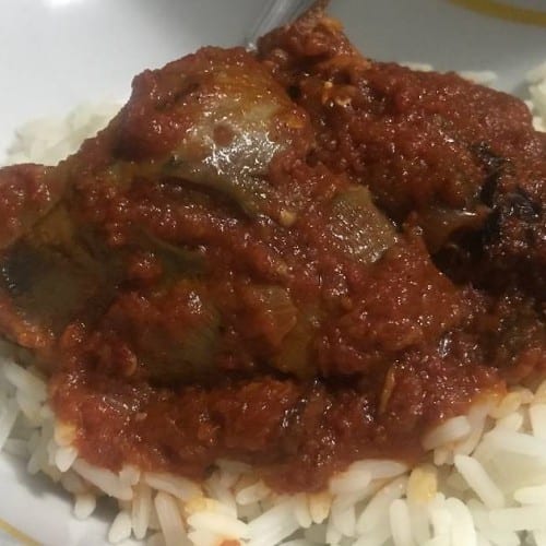 Beef Stew Serves with Fufu or Rice.