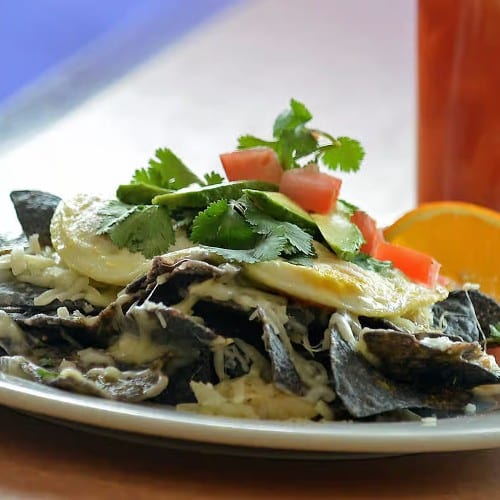 Chilaquiles Verde-Pork Carnitas.