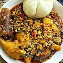 EGUSI W/ FUFU & ASSORTED MEATS.