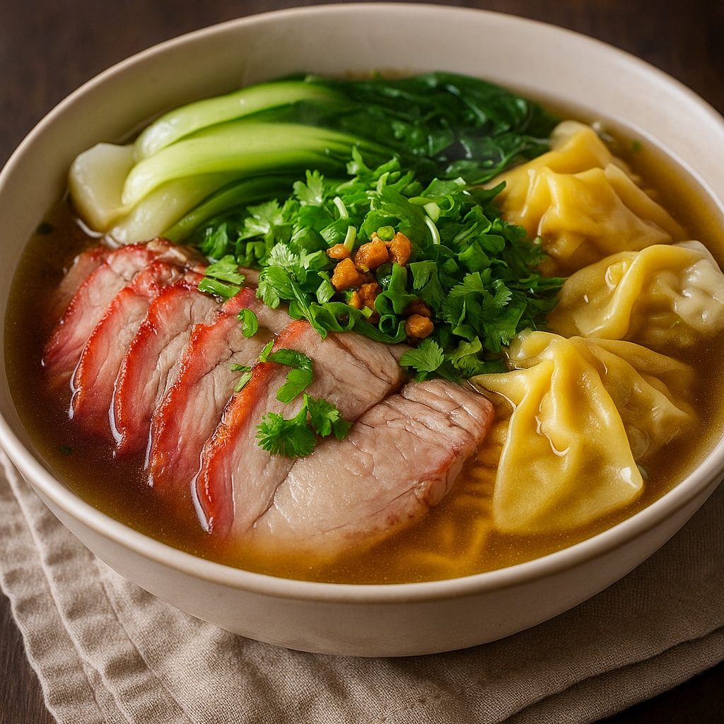 BBQ red pork noodle soup.