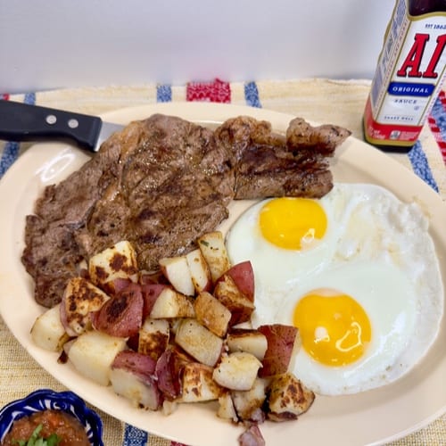 Ribeye Steak and Eggs.