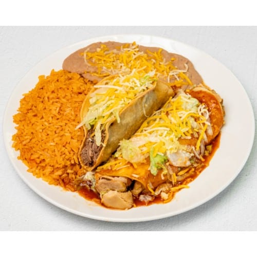 Combo 5 - Beef Taco & Enchilada Plate.