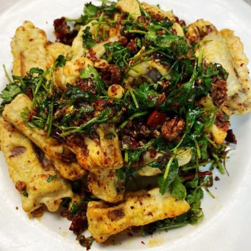 V15. Szechuan Spicy Fried Eggplant.