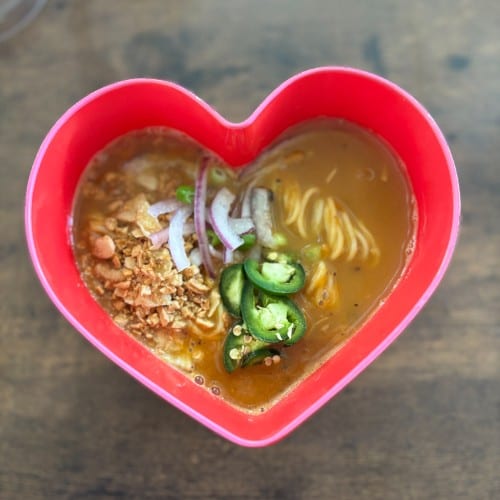 Luscious Lentil Noodle Soup Bowl.