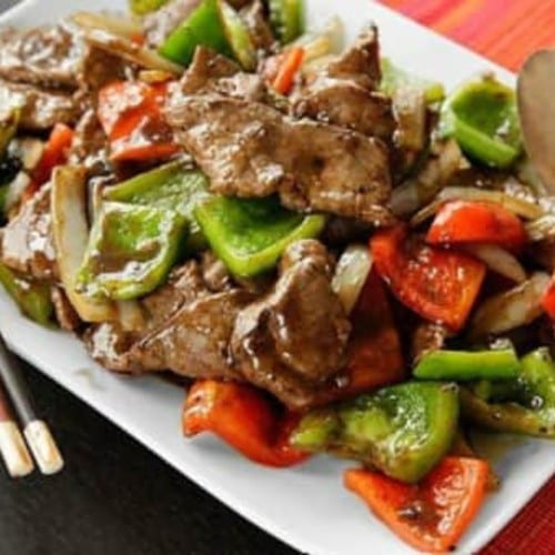 Beef Pepper Steak.