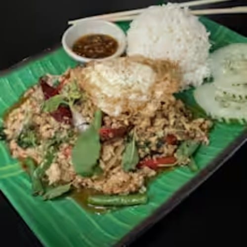 Fried Egg Chicken Hot Basil.