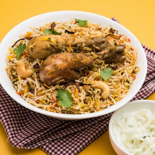 Hyderabadi Chicken Dum Biryani.
