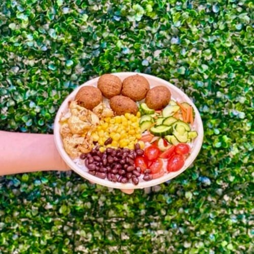 Mediterranean-Inspired Falafel Fresh Green Bowl.