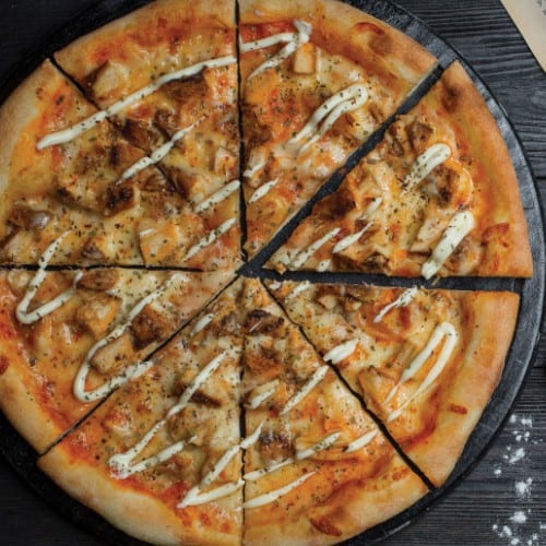 Halal Buffalo Chicken - White Pizza.